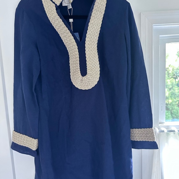 Sail to Sable Navy and Cream Midi Dress - Picture 1 of 5